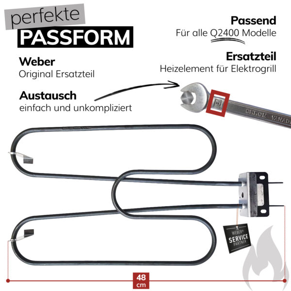 Weber Heizelement [Original Ersatzteil] für Elektrogrill Q 240 und 2400 66816 [1 Stück] mit Schrauben und deutscher Anleitung Weber Grill Zubehör Elektro Artikelnummer 66816 – Bild 2
