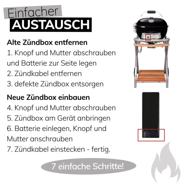 Outdoorchef Ersatzteil Zündbox für Gas Grill 1 flammig für 480 und 570 G Modelle mit 1 Anschluss Outdoor Kugelgrill Balkon Gasgrill 1 Brenner Outdoorchef Zubehör Zünder Artikelnummer 18.340.07 – Bild 3