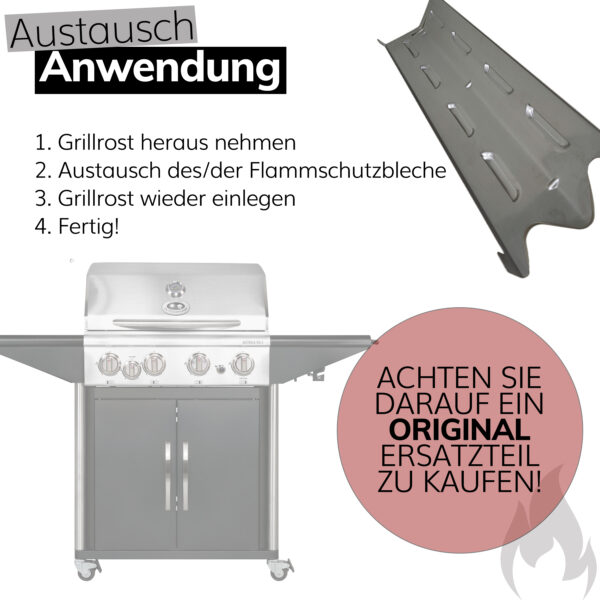 Outdoorchef Brennerabdeckung Gasgrill für Australia, Canberra, Perth, & Oakland Modelle aus Edelstahl [1 Stück] Flammabdeckungen Aromaschienen Ersatzteil Flammverteiler 10 x 37 cm Art.Nr. 18.601.02 – Bild 3