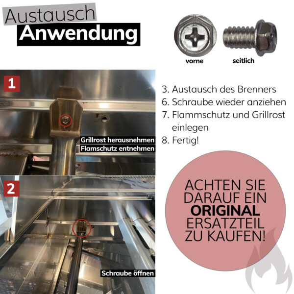 Napoleon Ersatzteil Brenner Edelstahlbrenner für LEX 485, 605, 730 und Legend LE1, LE2, LE3 aus Edelstahl Rohrbrenner für Gasgrill Art.Nr. N100-0073 – Bild 3