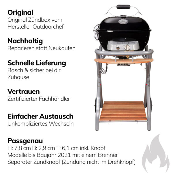 Outdoorchef Ersatzteil Zündbox für Gas Grill 1 flammig für 480 und 570 G Modelle mit 1 Anschluss Outdoor Kugelgrill Balkon Gasgrill 1 Brenner Outdoorchef Zubehör Zünder Artikelnummer 18.340.07 – Bild 4