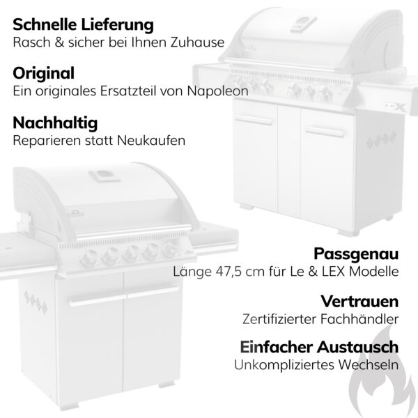 Napoleon Ersatzteil Brenner Edelstahlbrenner für LEX 485, 605, 730 und Legend LE1, LE2, LE3 aus Edelstahl Rohrbrenner für Gasgrill Art.Nr. N100-0073 – Bild 4