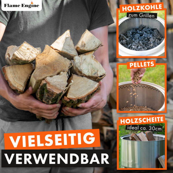grillshop.at Feuerschale rauchfrei 50x43cm - Edelstahl Grill Feuerschalen für den Garten - Flame Engine Feuertonne mit Grillrost optional - Modell Buddy mit Füßen – Bild 5