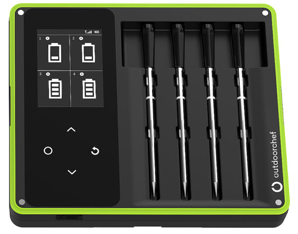 Digitales Grillthermometer mit Display und vier Temperatursonden von Outdoorchef.
